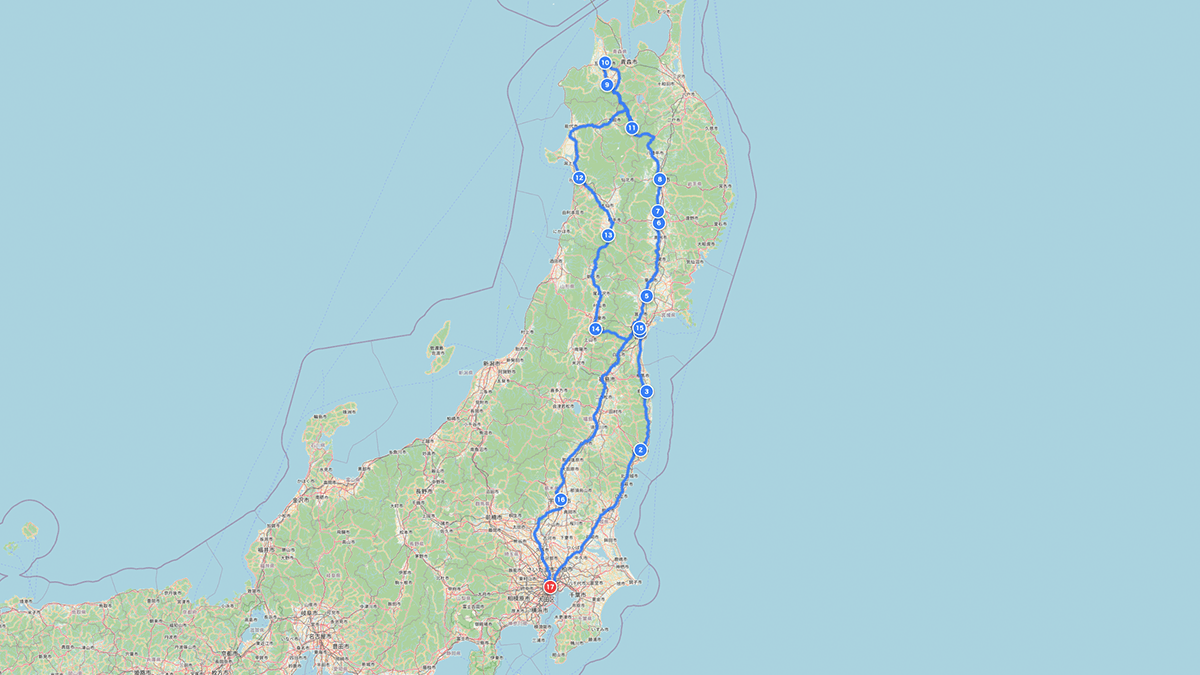 【2026年8月の旅の計画】太宰治ゆかりの五所川原駅を目的に、東京からいわき・仙台・盛岡を通って青森へ、秋田・山形を経由して東京へ戻る東北一周のルートを組んだ